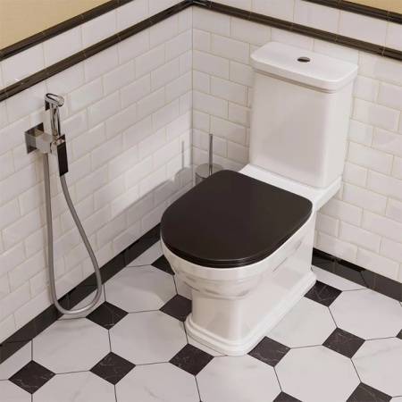 Kerama Marazzi Сиденье POMPEI для напольного унитаза, быстросъемное с softclose, черное глянцевое 