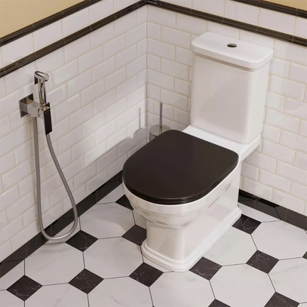 Kerama Marazzi Сиденье POMPEI для напольного унитаза, быстросъемное с softclose, черное глянцевое 