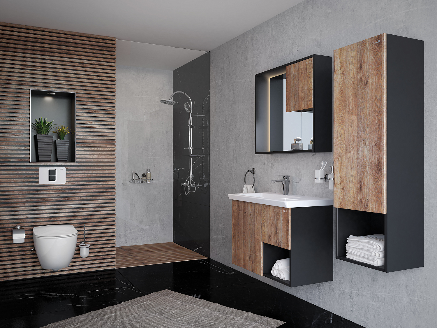 CREAVIT FREE Унитаз подвесной безободковый с биде FE322.00000