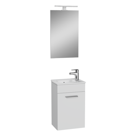 Mia комплект мебели, 40 см, с дверцами,  (тумба, раковина, зеркало), цвет белый глянец 
