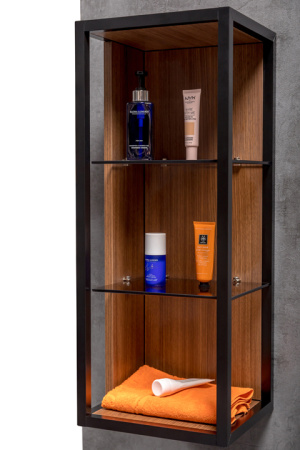 Пенал LOFT низкий dark wood, полки стекло 