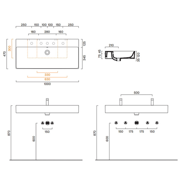 Catalano PREMIUM Раковина 100x47, с 1 отв. под смеситель, покрытие Cataglaze+ , цвет белый матовый 