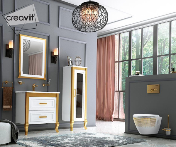 CREAVIT DEKOR ЗОЛОТО КРУГИ Унитаз подвесной TP325.001T0 