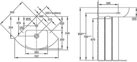 E4710-00 раковина ODEON UP углов1 отв. /50х50/ (бел) 