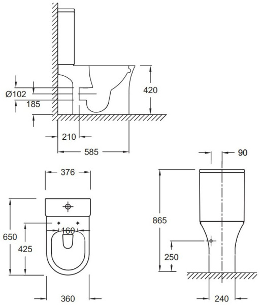 ETAL212-0 ALEO Бачок с механизмом смыва на 3/6 л, белый 