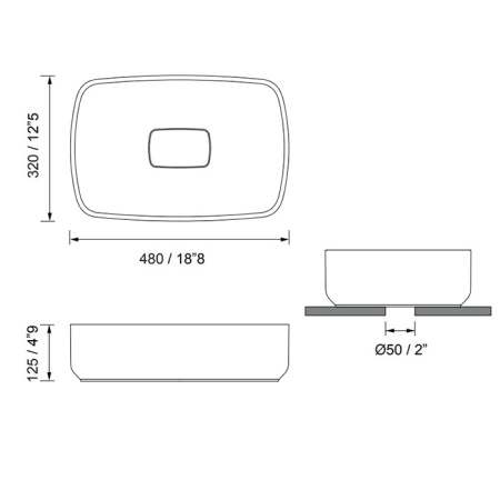 MOMA NINFEA1 Раковина 480х320 мм., для установки на столешницу, с донным клапаном, цвет белый матовый 