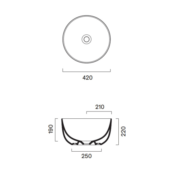 Catalano SFERA Раковина D42 h22 накладная, без отв. под смеситель, покрытие Cataglaze+, цвет Tortora Satinato 