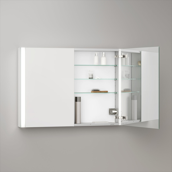 Keuco SOMARIS Зеркальный шкаф 1000x710x128мм 2-дверный двустор. зеркало, P 44 c плавным закр., корпус: алюминий серебристый цвет: 