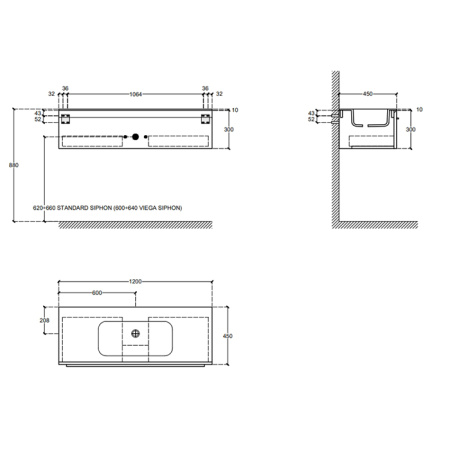 FALPER 7.0 Композиция из тумбы R0112000000BQ 1200х450х300 и раковины CERAMILUX P7C12001000OP c 1 отверстием под смеситель 