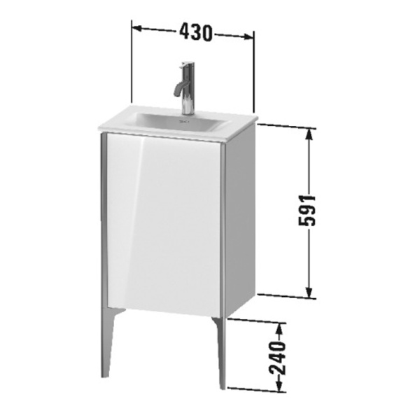 Duravit Viu Раковина подвесная без перелива, выпуск с керам покрытием, 1 отв. под смес, 45х32см, покр WonderGliss, цвет белый 