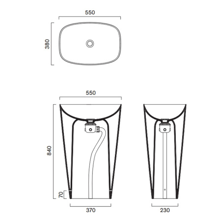 Catalano GREEN Раковина 55x38 h85 свободностоящая, без отв. под смеситель, покрытие Cataglaze+, слив в пол, цвет белый глянцевый 