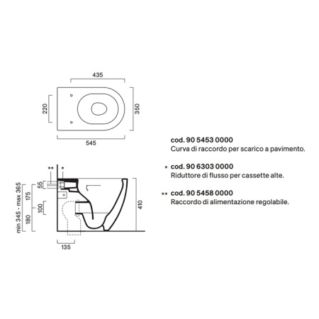 Catalano SFERA Унитаз напольный 55x35, безободковый, универс.слив, смыв Tornado, покрытие Twinglaze+, без крепежа, цвет Tortora Satinato 