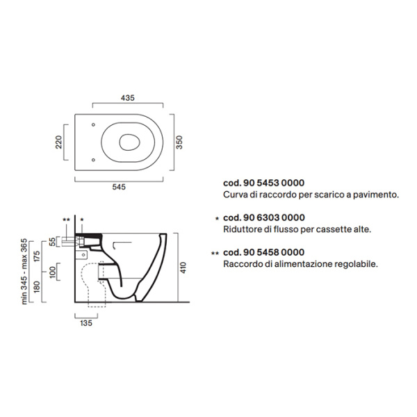 Catalano SFERA Унитаз напольный 55x35, безободковый, универс.слив, смыв Tornado, покрытие Twinglaze+, без крепежа, цвет Tortora Satinato 