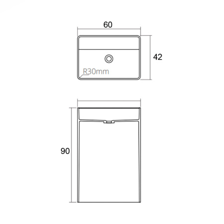 DEA DESIGN Washbasins Раковина напольная 60x42xh90 см, материал: Solid Surface искуственный камень, цвет: Black №16 