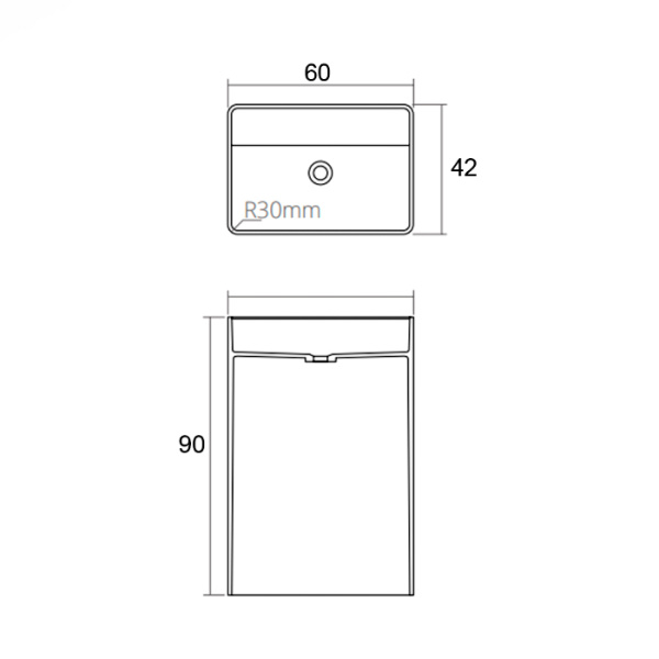DEA DESIGN Washbasins Раковина напольная 60x42xh90 см, материал: Solid Surface искуственный камень, цвет: Black №16 