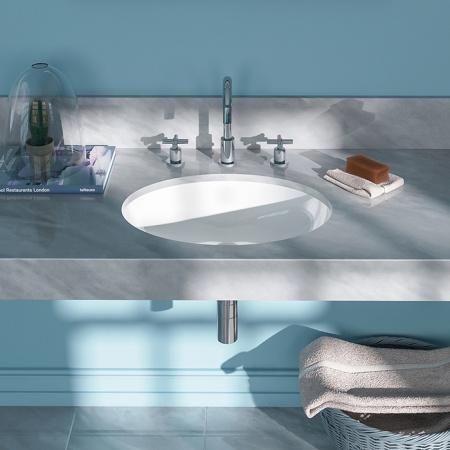 Catalano Italy Раковина 57*42см встраиваемая под столешницу с переливом, без крепежа, покрытие Cataglaze+, цвет белый глянцевый 