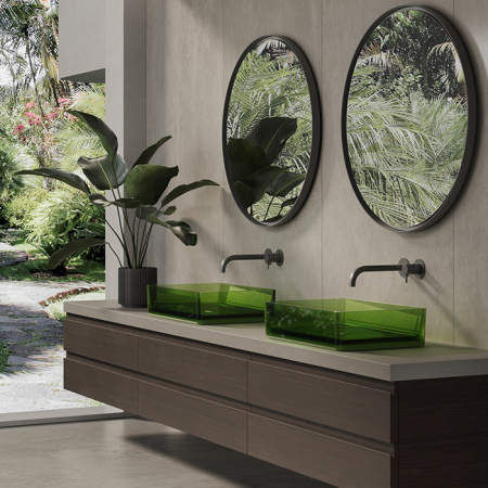 DEA DESIGN Washbasins Раковина настольная 60x40xh14,5 см, материал: Glasstech прозрачная смола, цвет: Emerald R3 
