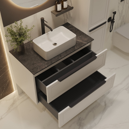 Тумба со столешницей Севилья, Белый мат / Столешница компакт-плита, Куритиба 