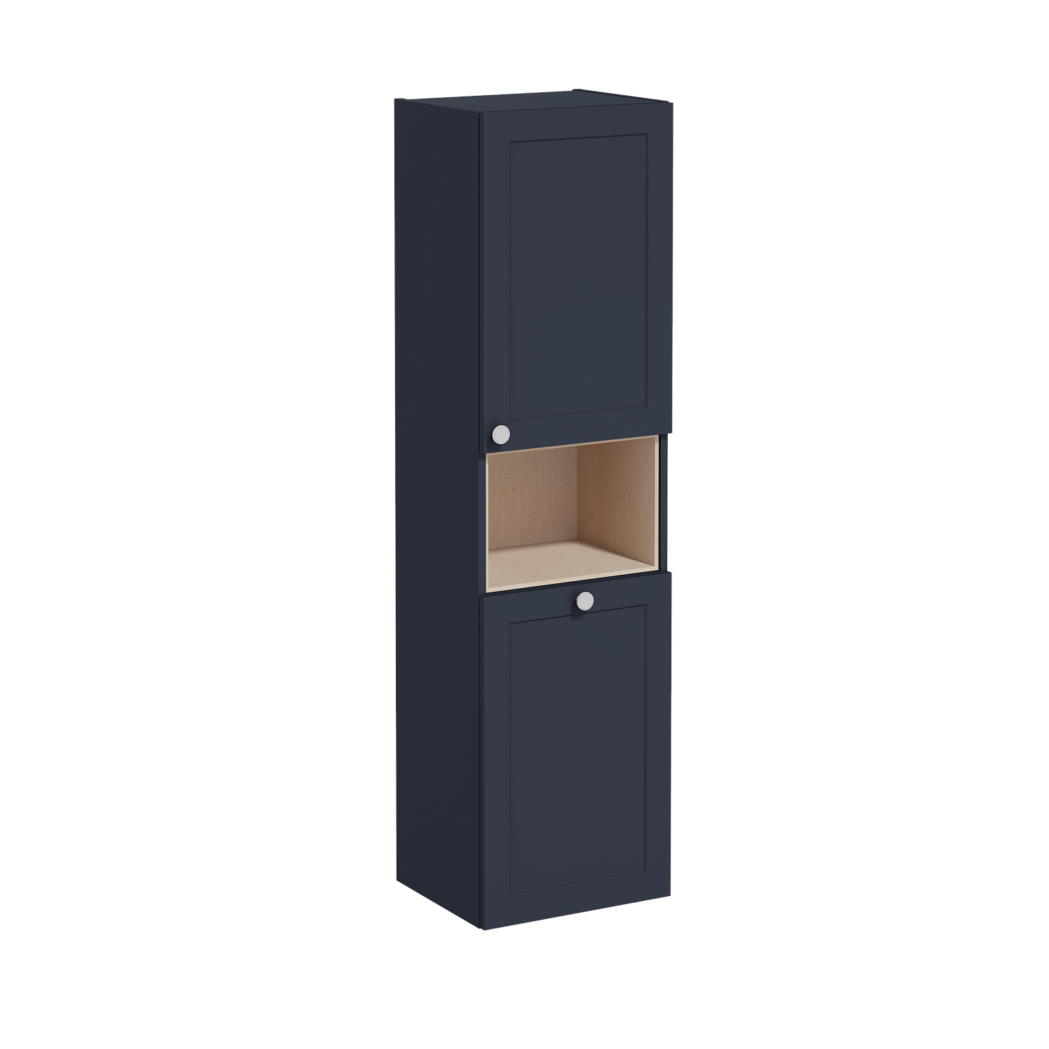 Пенал высокий Root Classic 40 см с корзиной для белья, матовый темно-синий, правосторонний