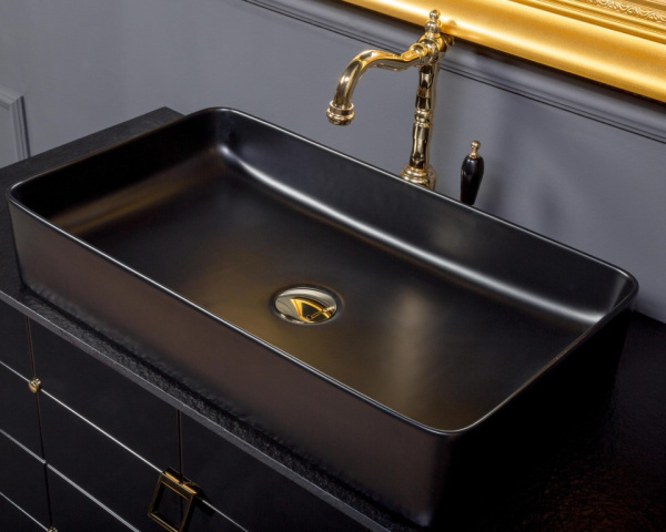 Раковина керамика прямоугольная Черная VALLESSI 
