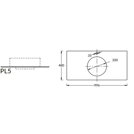 Kerama Marazzi Столешница из керамогранита для накладных раковин Монте Тиберио 100 см, белый натуральный 