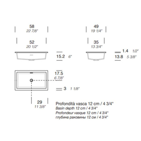 MILLDUE  Раковина  NET 47, встраиваемая сверху,  из керамики ,52х35х15,2 см, без отв для смесителя, цвет белый глянцевый 