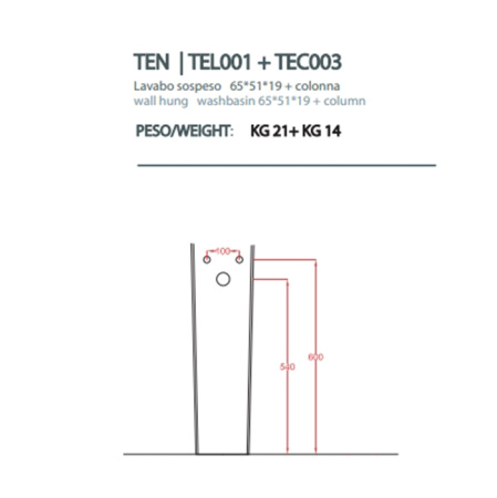 Artceram TEN колонна для раковины, цвет белый 
