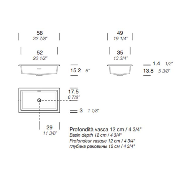 MILLDUE  Раковина  NET 47, встраиваемая сверху,  из керамики ,52х35х15,2 см, без отв для смесителя, цвет белый глянцевый 