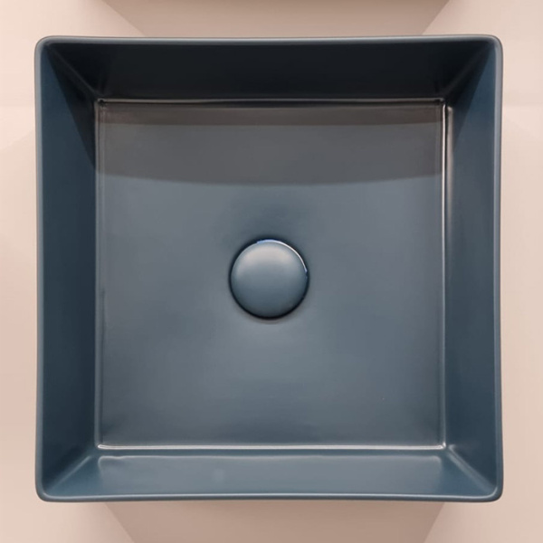 Artceram SCALINO Раковина накладная 38х38 см, без отв под смеситель, без слив перелива, цвет petrolio (не производится) 