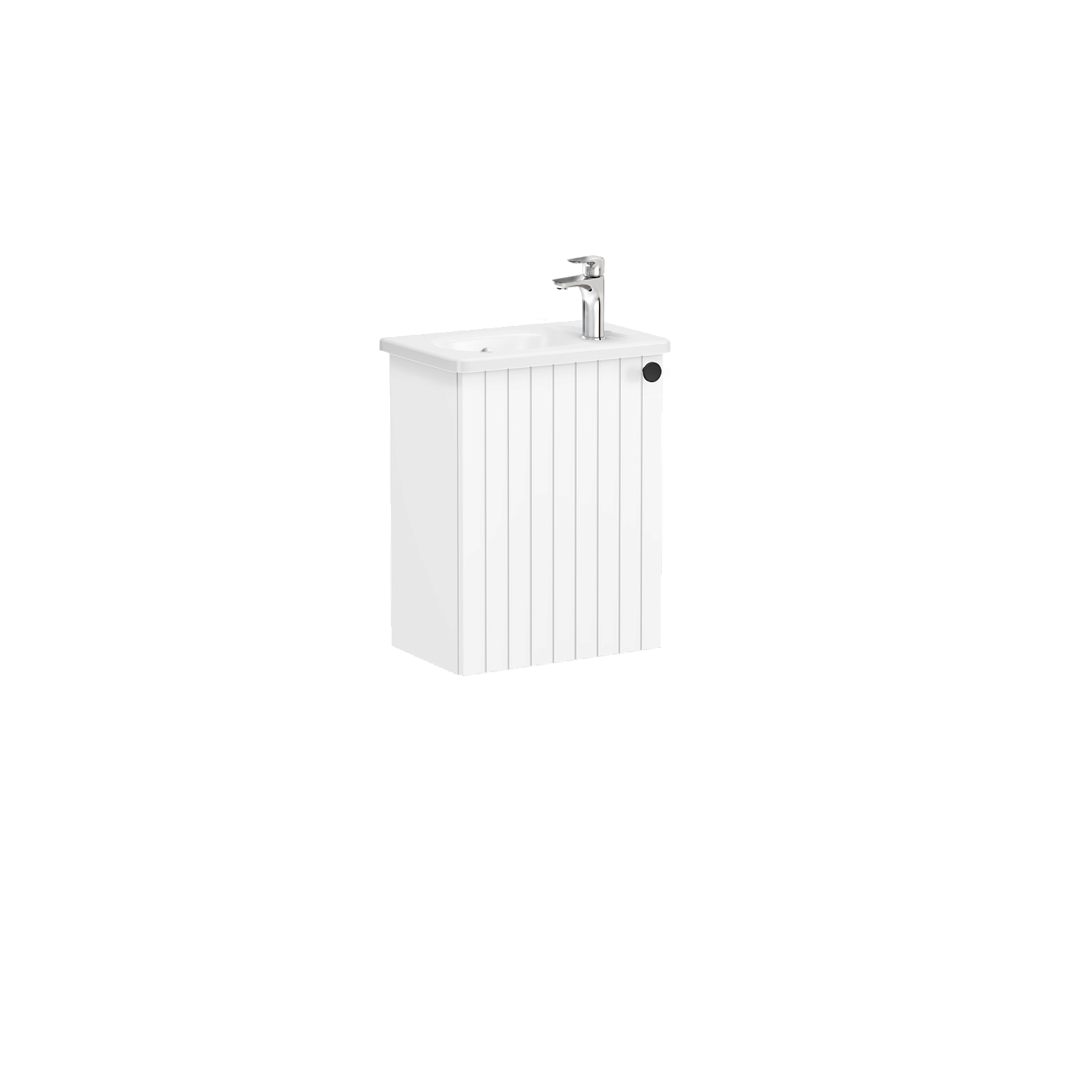 Тумба Root Groove 45 см с круглой раковиной, с дверцей, матовый белый, левосторонняя