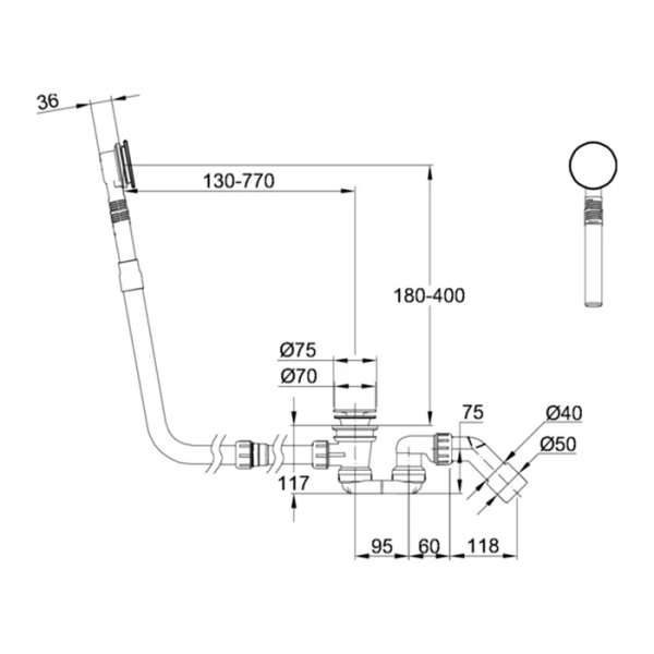 BETTE Mono Cлив-перелив для ванн EVE/и других моделей, сталь/эмаль, цвет белый (new 2024) 