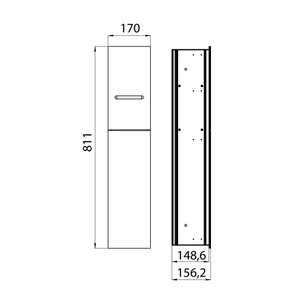 EMCO Asis 2.0 Модуль для унитаза встраиваемый, ершик, держатель т/бумаги, запасного рулона , 1 дверь петли слева, Optiwhite (без м/рамы 9750 000 51) 