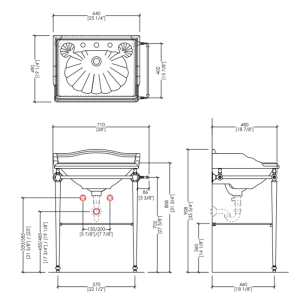 Devon Tiffany Консоль (71х49хh80,8см) напольная с полотенцедержателем и стеклянной полкой, (без раковины CAMBRIDGE), цвет: хром 