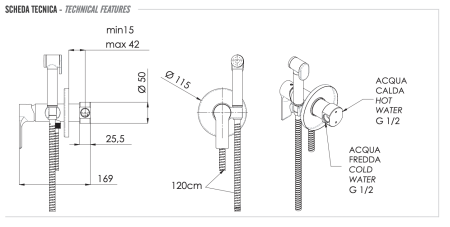 Гигиенический душ со смесителем Remer Energy EY65WNO, черный матовый 