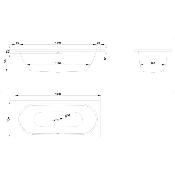 BETTE STARLET Ванна прямоугольная 1600х700х420 мм., в комплекте с шумоизоляцией, BetteGlasur® Plus, цвет белый 