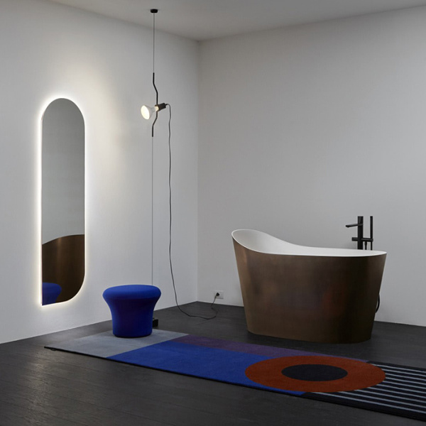 ANTONIO LUPI MASTELLO Ванна отдельностоящая 1350х750х870 мм, с нажимным донным клапаном, сифоном и гибким шлангом, Flumood, внешняя отделка Rame 