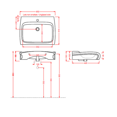 Artceram/Hidra HI-LINE Раковина подвесная/накладная 60х50см, с 1 отв под смеситель, цвет белый 