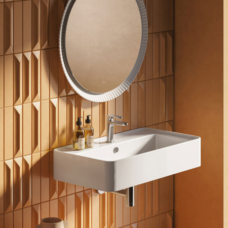 Artceram RODOLFO 80  Раковина накладная/подвесная  80х45 см, с 1 отв под смеситель, без слив перелива, цвет белый.+покр SANIGLAZE 