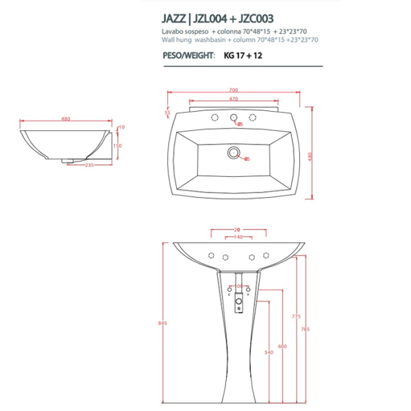 Artceram JAZZ раковина 70х49см с 1 отв. под смеситель, цвет белый 