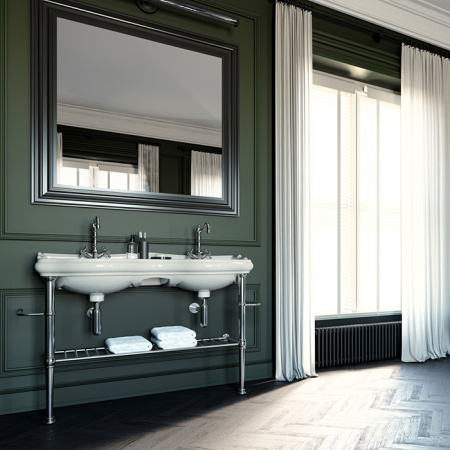 KERASAN Retro, Раковина двойная  120 см с 1 отв. под смеситель, цвет: белый 