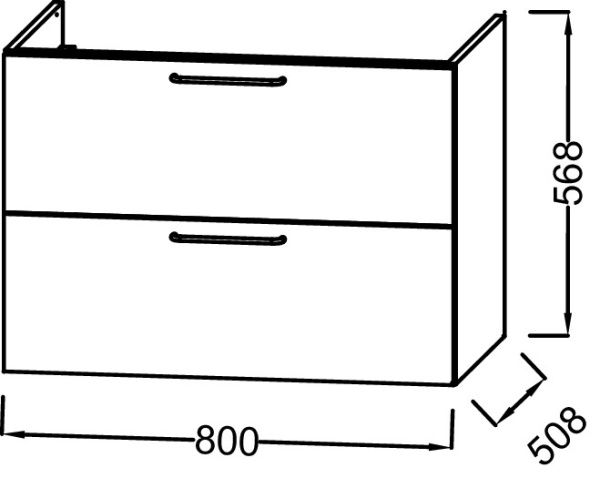 EB2522-R9-E52 тумба для раковины EXAW112-Z ODEON RIVE GAUCHE два ящика, ручки черные /80/(дуб табак) 