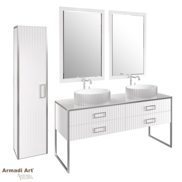 Пенал MONACO  белый глянец +  хром  без ножек 