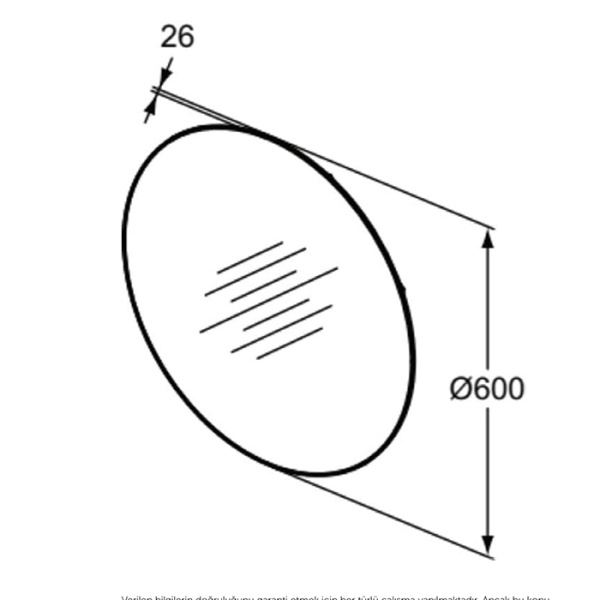 Ideal Standard Conca Круглое зеркало с диаметральной светодиодной подсветкой 600 x 26 x 600 мм, 4,8 кг neutral 