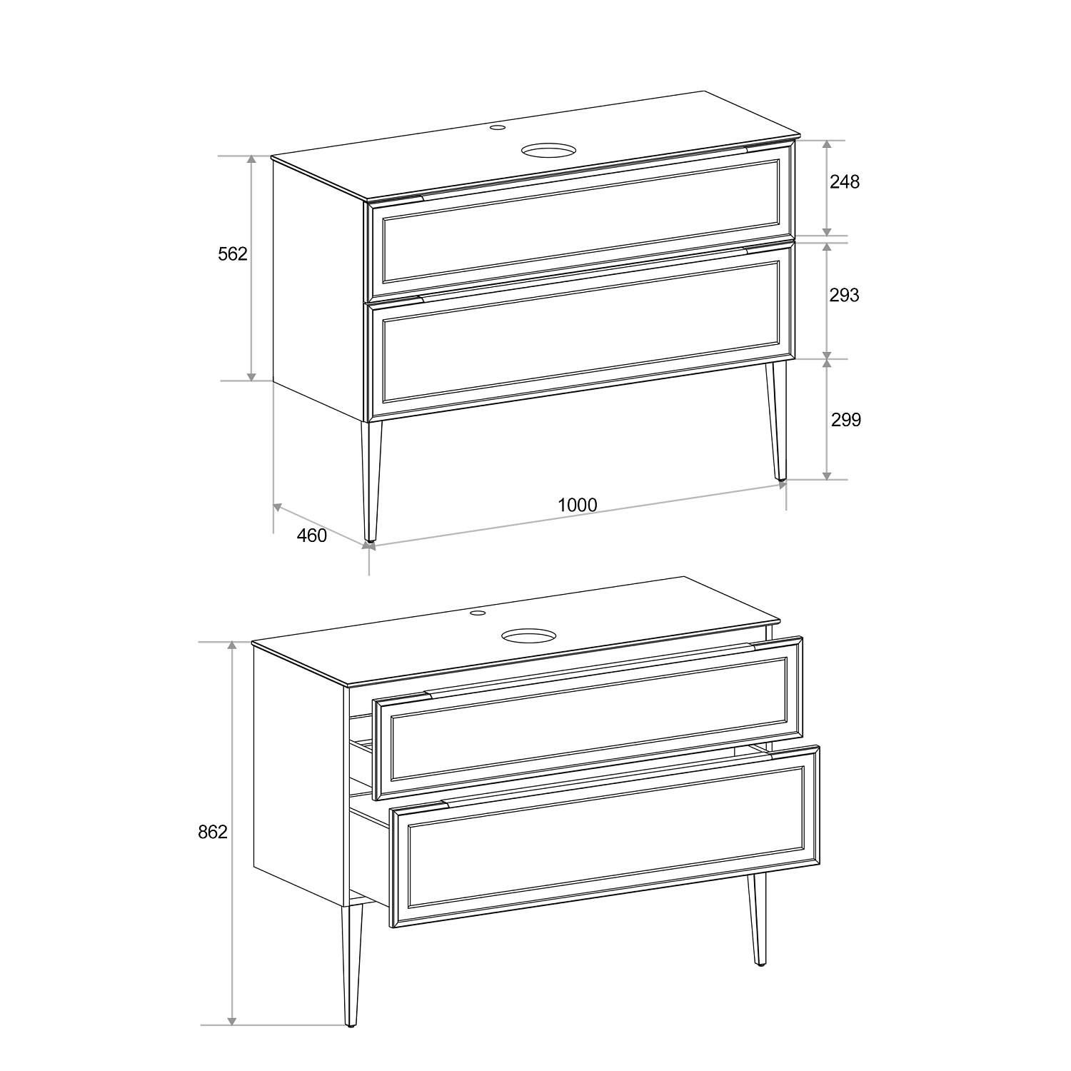 Тумба со столешницей Севилья, Белый мат / Столешница компакт-плита, Куритиба