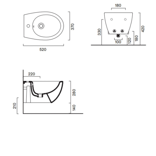 Catalano Italy Биде подвесное 52x37, с 1 отв. под смеситель, покрытие Cataglaze+, без крепежа, цвет белый глянцевый 