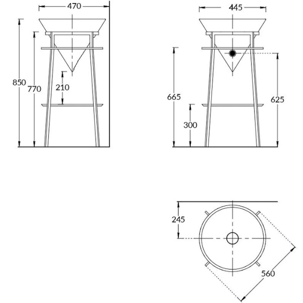Kerama Marazzi Металлическая структура CONO напольная 44, белая матовая 