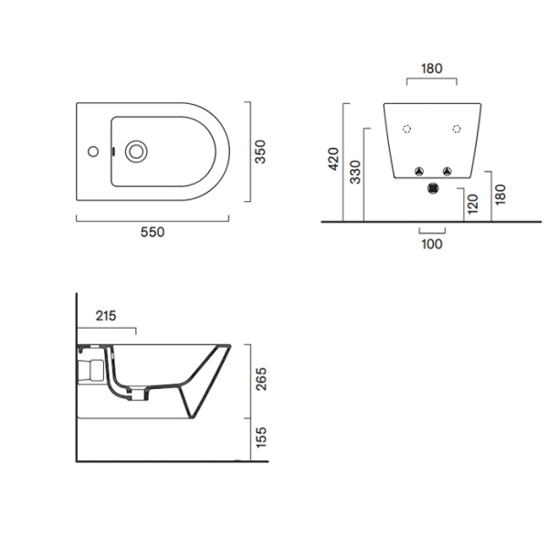 Catalano ZERO Биде подвесное 55x35, с 1 отв. под смеситель, покрытие Cataglaze+, без крепежа, цвет белый матовый 