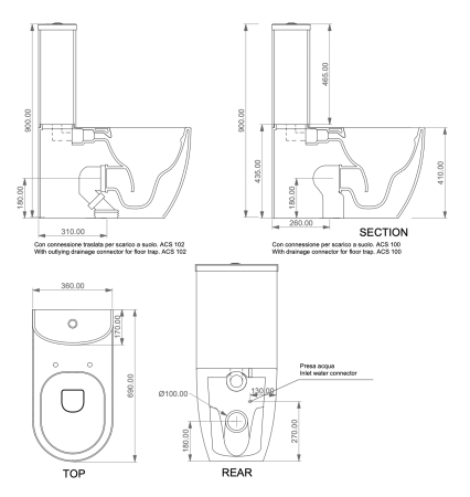 Чаша напольного унитаза GSG Ceramic Design Like LKMBL001P, белый матовый 