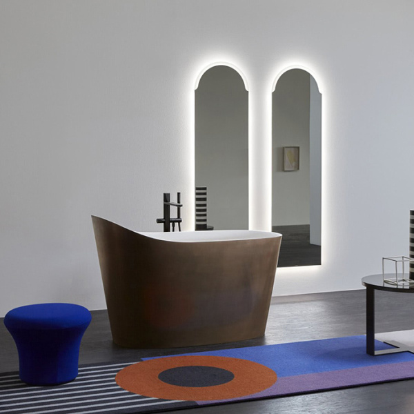 ANTONIO LUPI MASTELLO Ванна отдельностоящая 1350х750х870 мм, с нажимным донным клапаном, сифоном и гибким шлангом, Flumood, внешняя отделка Rame 