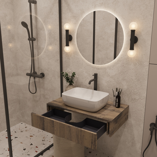 Раковина накладная Oliveeka  9387B на столешницу 455 х 325 белая 